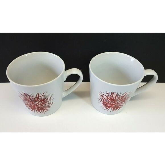 Pair Starbucks Coffee Mugs Cups Red Starburst Fireworks 2014 17.8 fluid oz 525ml - Picture 2 of 7